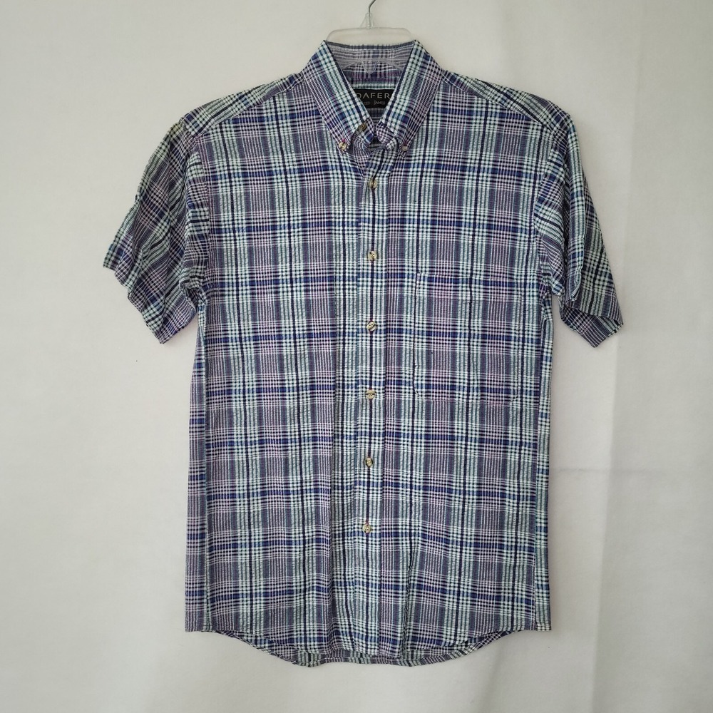 Loafers Reed‎ St James Shirt  Mens S Seersucker Plaid Short Sleeve Button Down